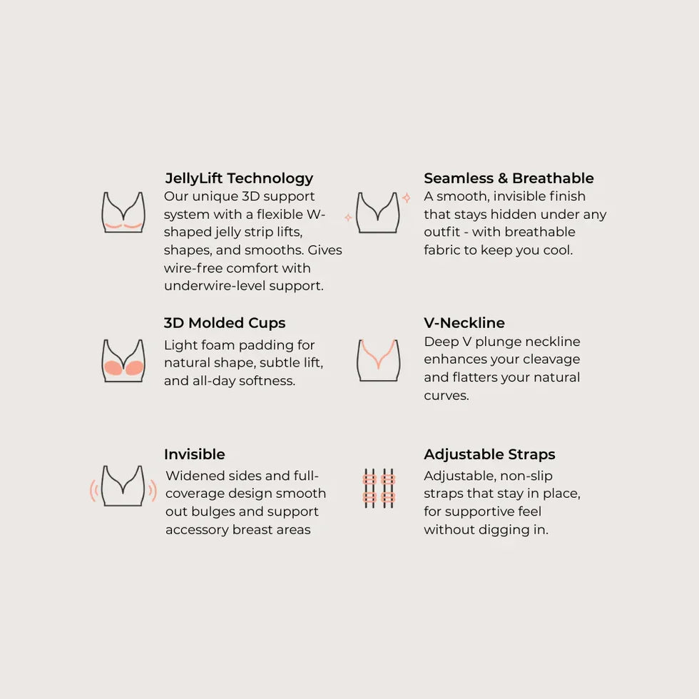 Scalloped Deep V Smooth Lift Bra