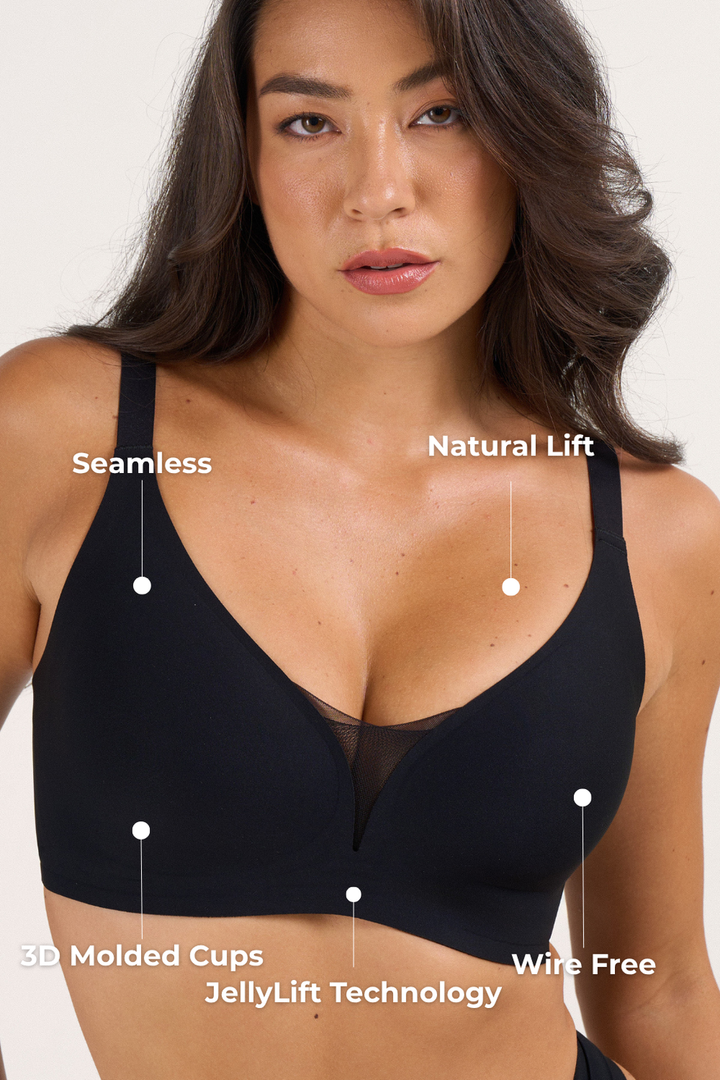 Support &amp; Lift V-Neck Mesh Bra