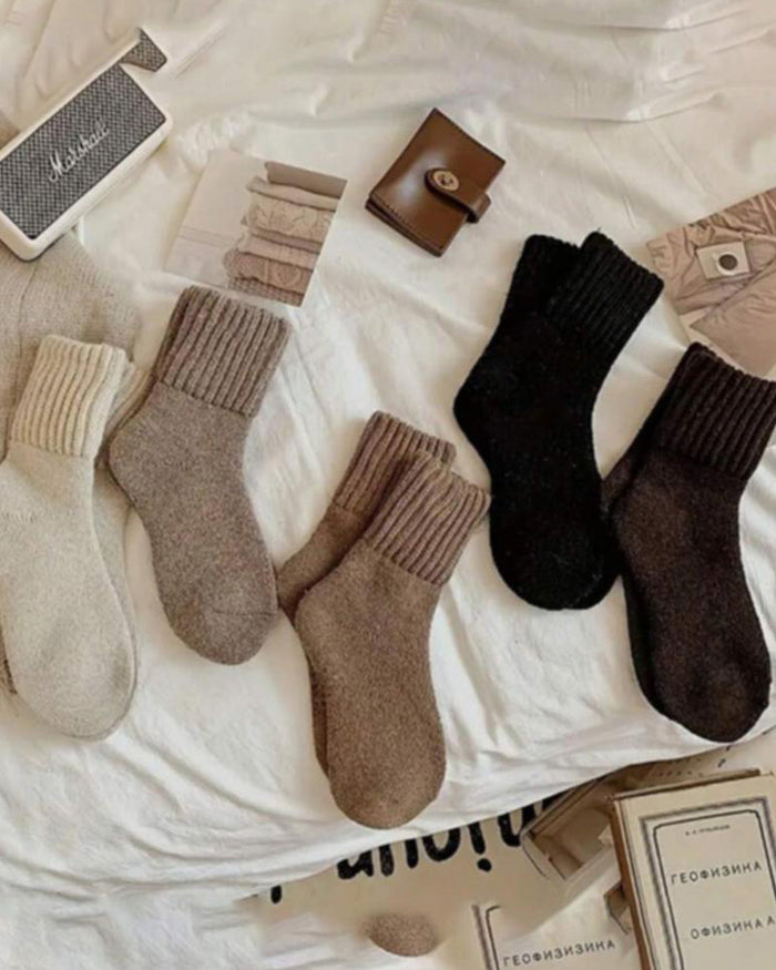 Women's Ribbed Fleece-Lined Crew Socks 5-Pack