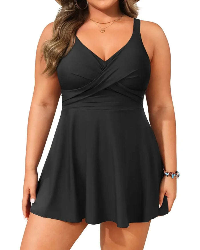 Women's Two-Piece Swim Dress Tankini with Shorts