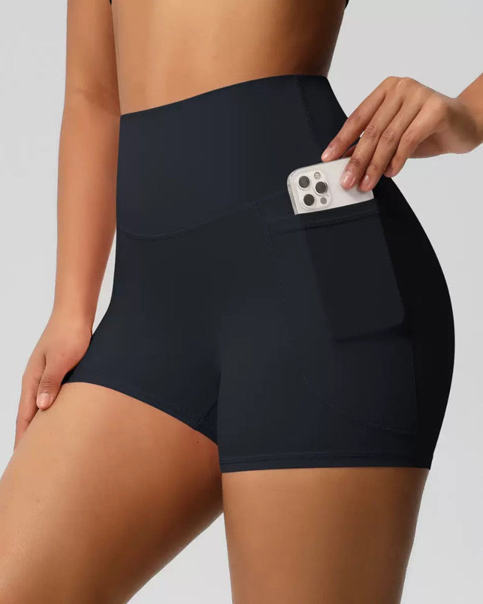 Women's High-Waisted Athletic Shorts with Side Pockets