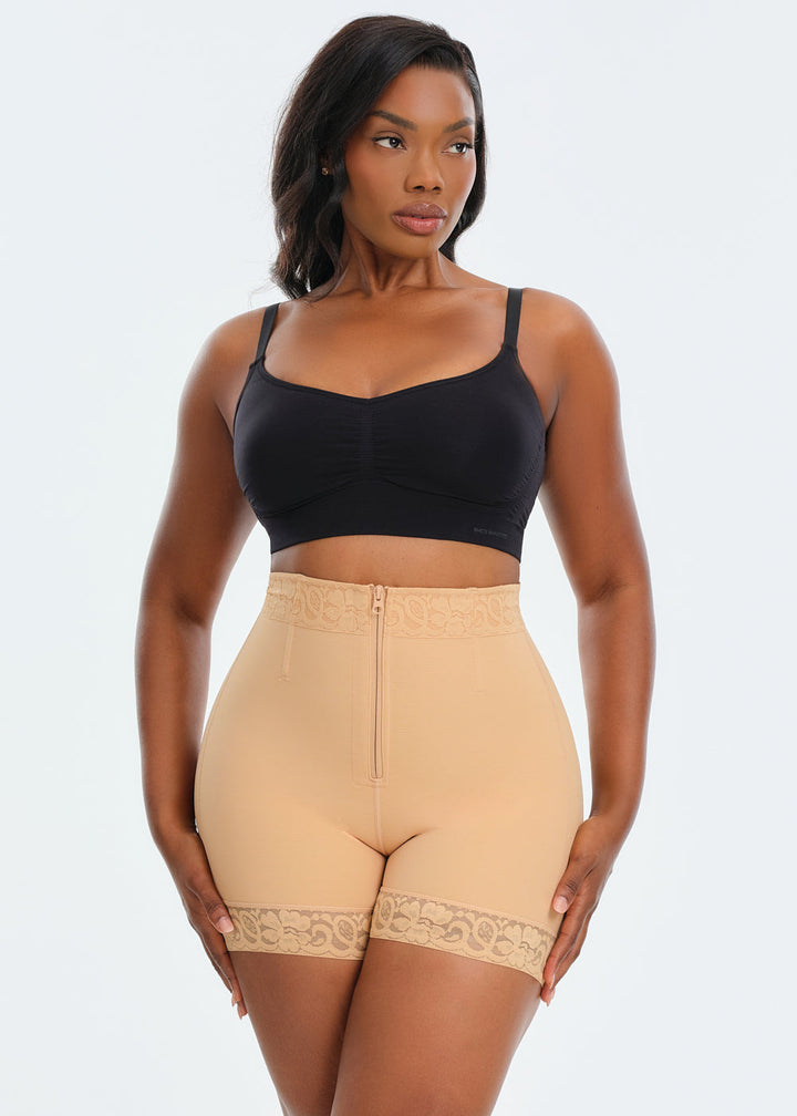 BootyBoosting Mid-Waist Zip Shorts