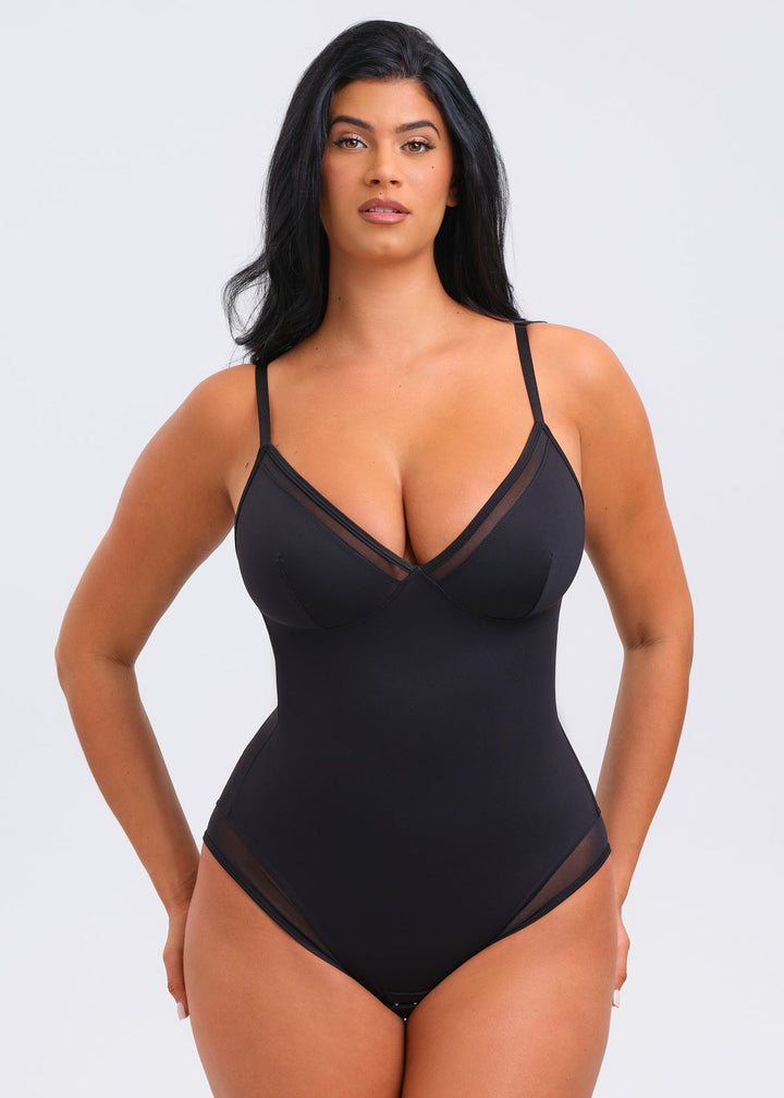 SculptingBodysuit V-Neck Mesh Brief