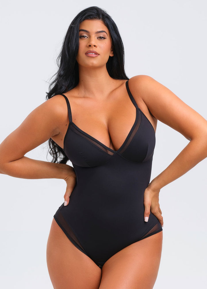 SculptingBodysuit V-Neck Mesh Brief