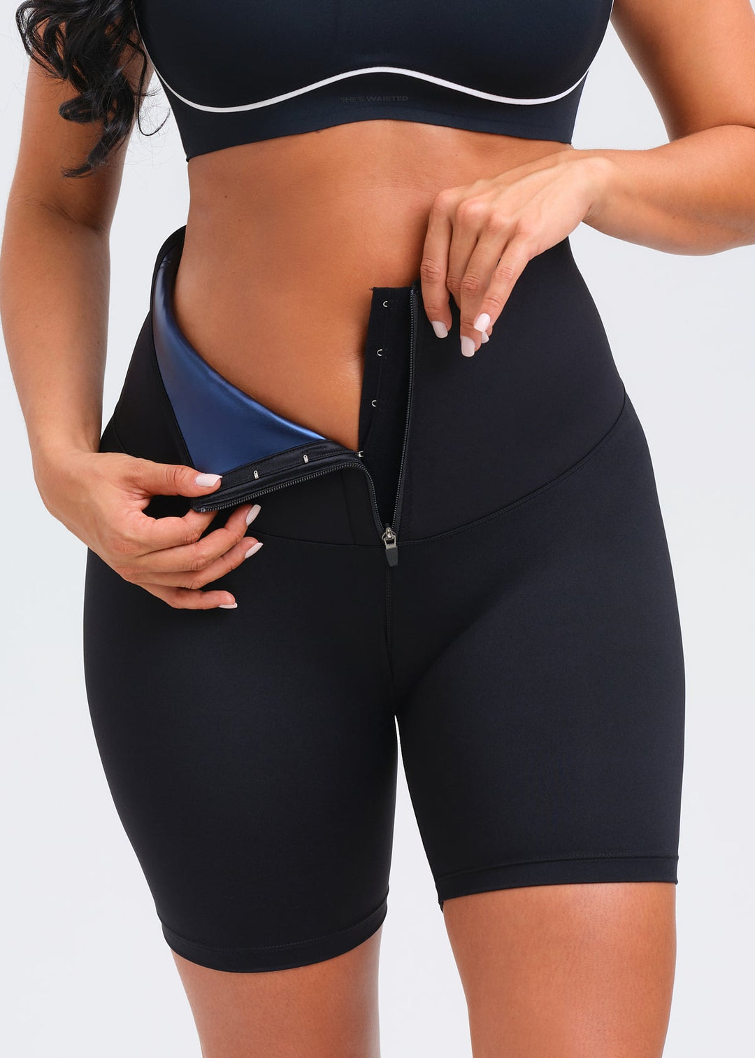 SaunaSculpt Zip Workout Shorts