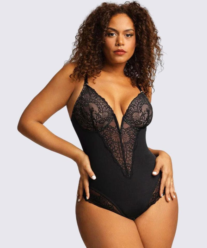 Women's Lace Plunge Bodysuit with Shaping Support