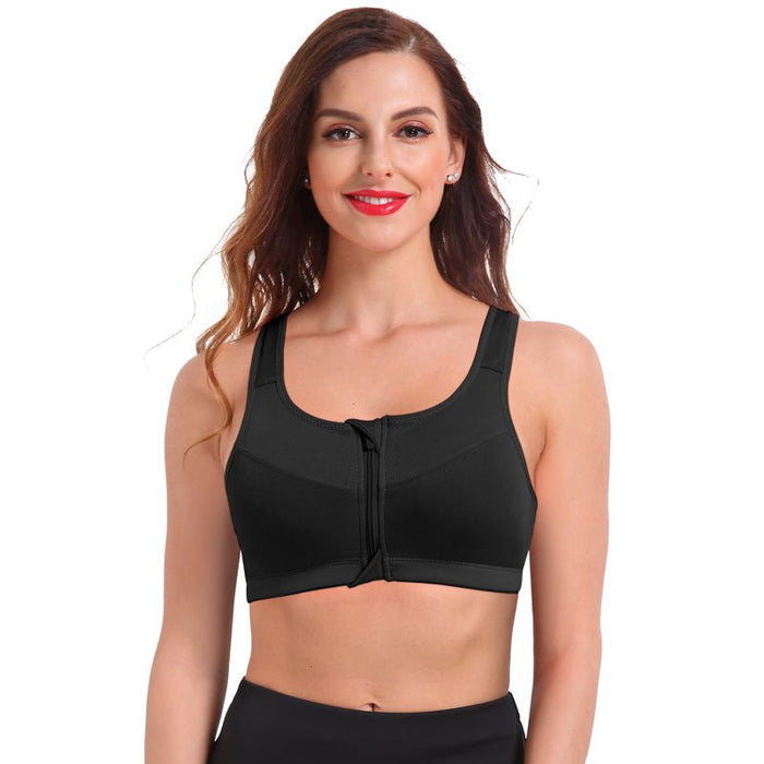 Women's Front Zip Sports Bra High Support for Gym