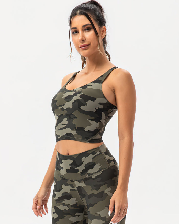 Women's Camo Sports Bra Tank Top with Removable Pads