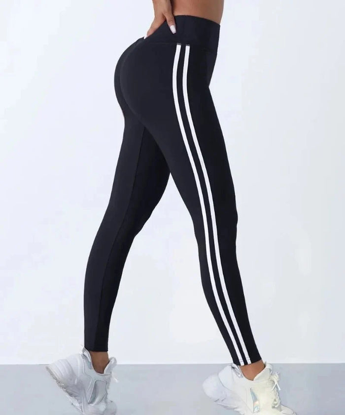 Women's High Waist Side Stripe Leggings for Gym Workout