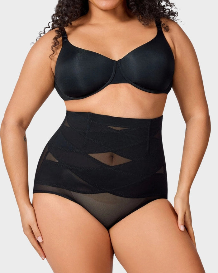 Women's High-Waisted Postpartum Shaping Briefs Mesh Panel